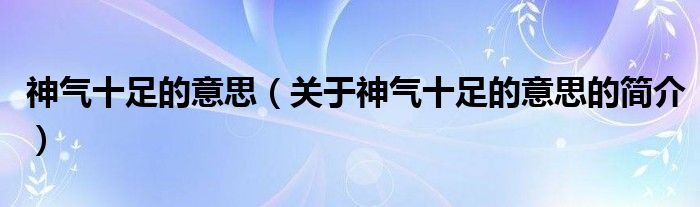 神氣十足的意思（關(guān)于神氣十足的意思的簡(jiǎn)介）