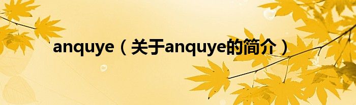 anquye（關于anquye的簡介）