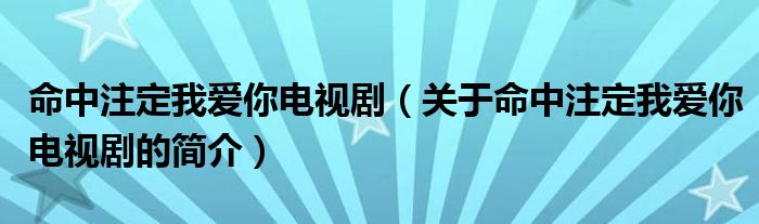 命中注定我愛(ài)你電視?。P(guān)于命中注定我愛(ài)你電視劇的簡(jiǎn)介）