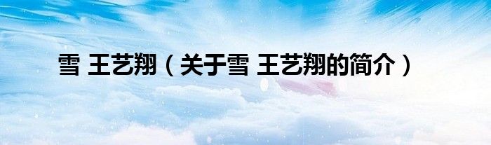 雪 王藝翔（關(guān)于雪 王藝翔的簡介）