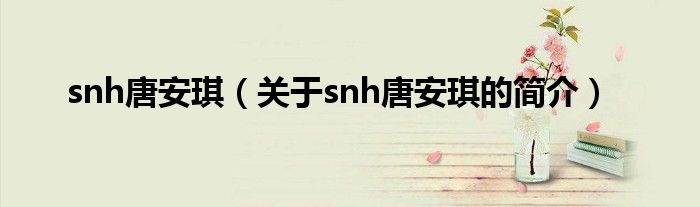 snh唐安琪（關于snh唐安琪的簡介）