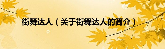 街舞達(dá)人（關(guān)于街舞達(dá)人的簡(jiǎn)介）