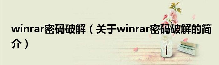 winrar密碼破解（關(guān)于winrar密碼破解的簡介）