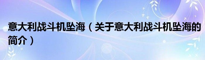 意大利戰(zhàn)斗機(jī)墜海（關(guān)于意大利戰(zhàn)斗機(jī)墜海的簡介）