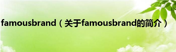 famousbrand（關(guān)于famousbrand的簡(jiǎn)介）