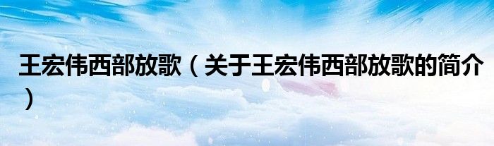 王宏偉西部放歌（關于王宏偉西部放歌的簡介）