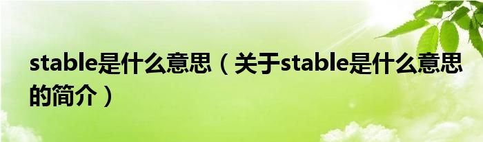 stable是什么意思（關于stable是什么意思的簡介）