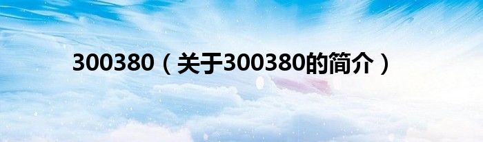 300380（關(guān)于300380的簡介）