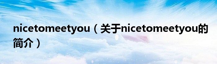 nicetomeetyou（關于nicetomeetyou的簡介）