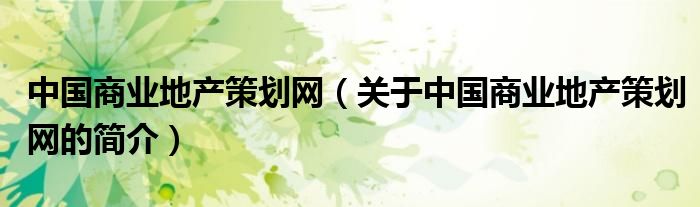 中國商業(yè)地產(chǎn)策劃網(wǎng)（關(guān)于中國商業(yè)地產(chǎn)策劃網(wǎng)的簡介）