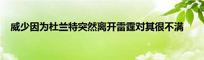 威少因為杜蘭特突然離開雷霆對其很不滿