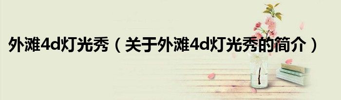 外灘4d燈光秀（關于外灘4d燈光秀的簡介）