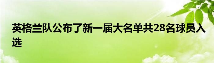 英格蘭隊公布了新一屆大名單共28名球員入選