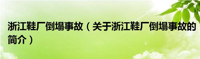 浙江鞋廠倒塌事故（關(guān)于浙江鞋廠倒塌事故的簡(jiǎn)介）