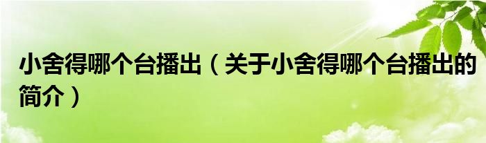 小舍得哪個(gè)臺(tái)播出（關(guān)于小舍得哪個(gè)臺(tái)播出的簡(jiǎn)介）