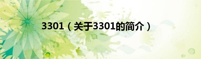 3301（關(guān)于3301的簡(jiǎn)介）