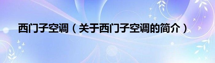 西門子空調(diào)（關(guān)于西門子空調(diào)的簡介）