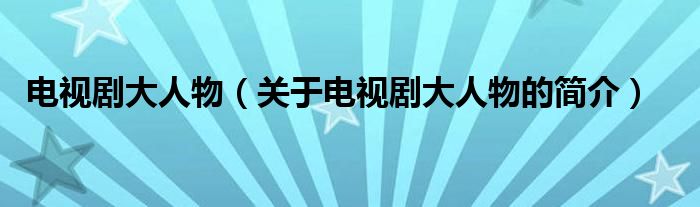 電視劇大人物（關(guān)于電視劇大人物的簡(jiǎn)介）