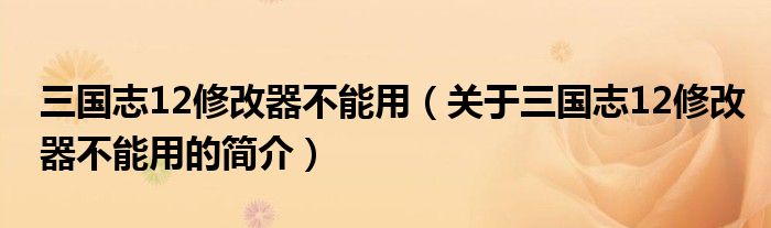 三國(guó)志12修改器不能用（關(guān)于三國(guó)志12修改器不能用的簡(jiǎn)介）